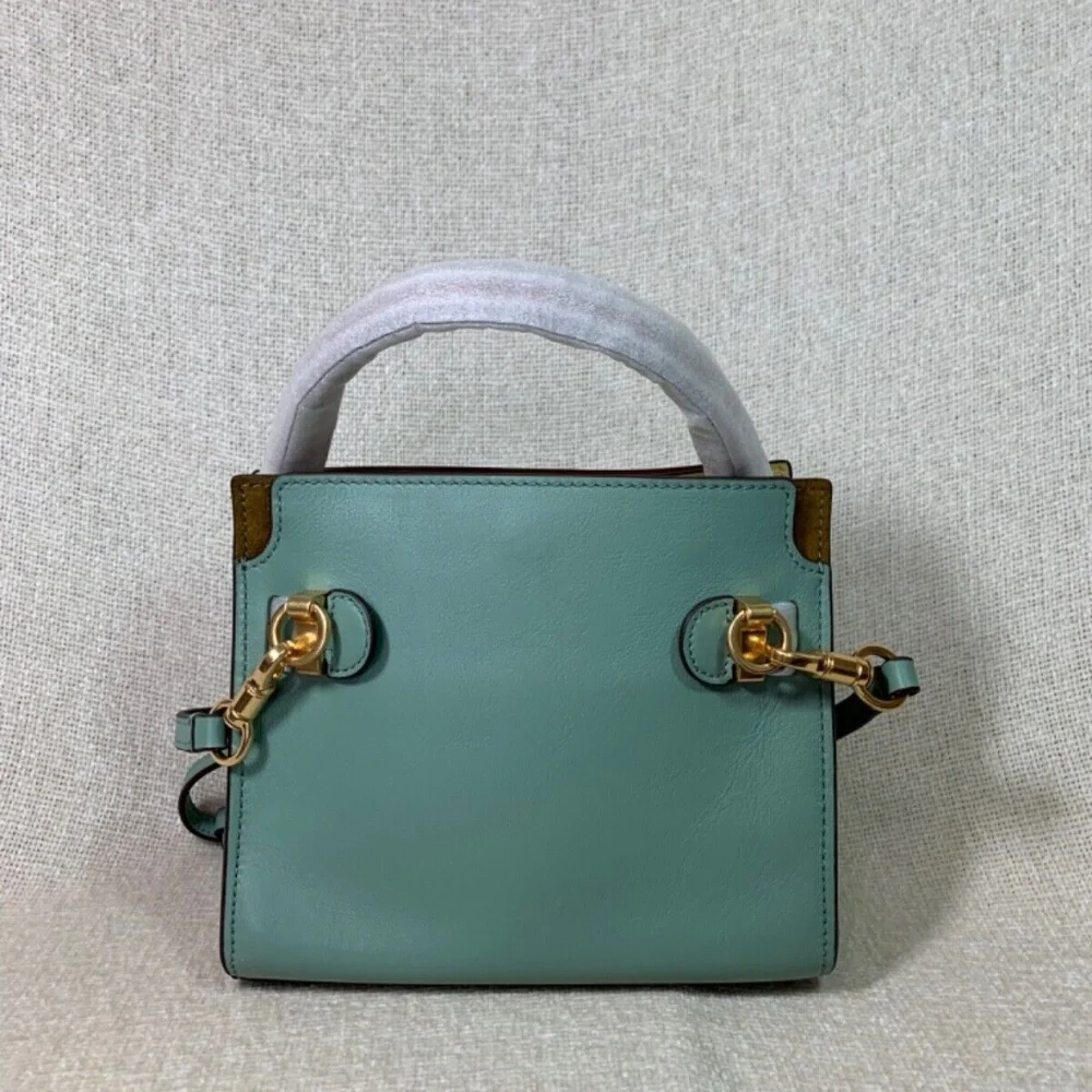NEW Tory Burch Lee Radziwill Rivulet Blue Leather Petite Double Bag/Shoulder Bag - Picture 6 of 15